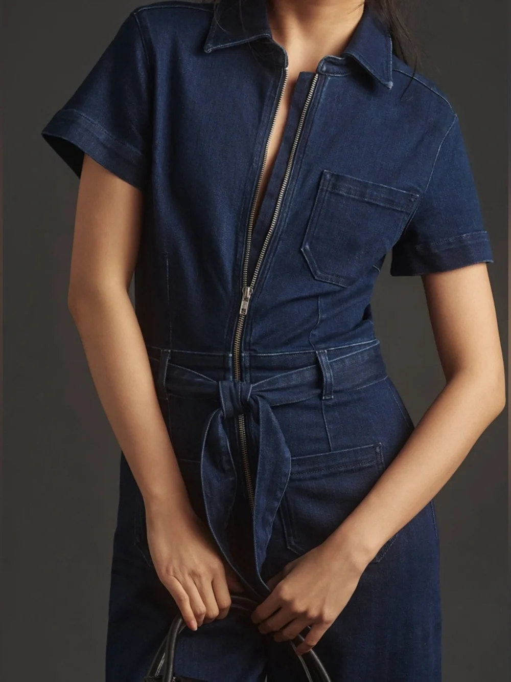Maeve Anthropologie Colette Weekend Dark Denim Wide Leg Jumpsuit Size 2 - Picture 3 of 9